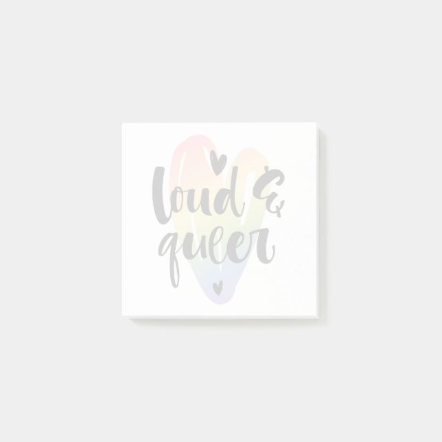 Loud & Queer | Watercolor Heart Post-it Notes (Front)