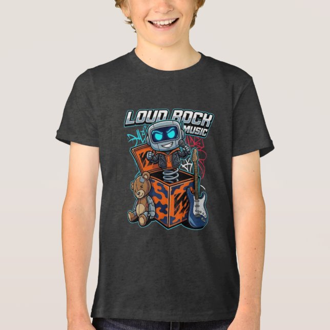 Loud Rock Music Robot Tri-Blend Shirt (Front)