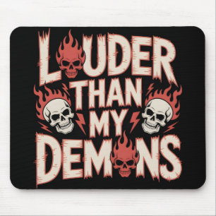 Louder Than My Demons: Gothic Skull and Flame Mouse Pad