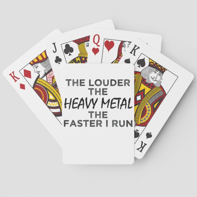 Louder The Heavy Metal Faster I Run Half Marathon Playing Cards (Back)