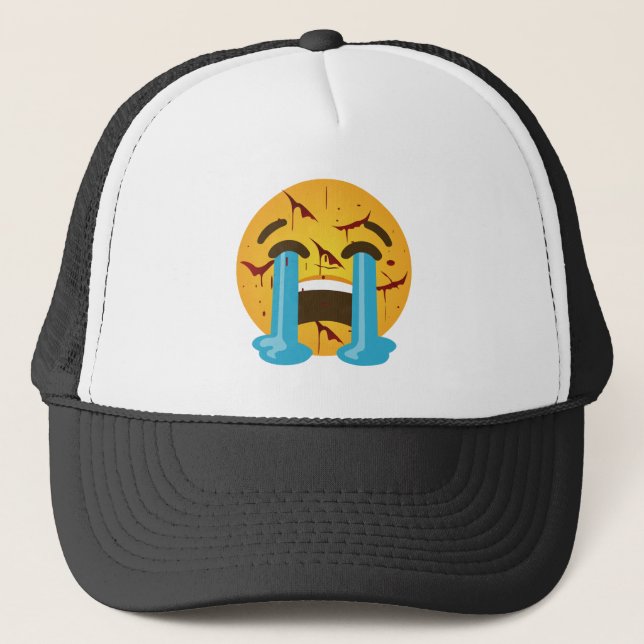 Loudly crying face - Sobbing, sad tears, crying Trucker Hat (Front)