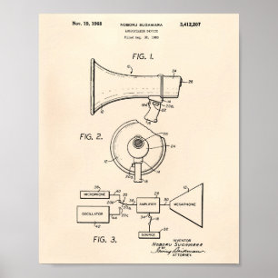 Loudspeaker 1968 Patent Art Old Peper Poster