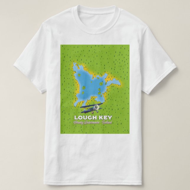 Lough Key County Roscommon, Ireland map T-Shirt (Design Front)