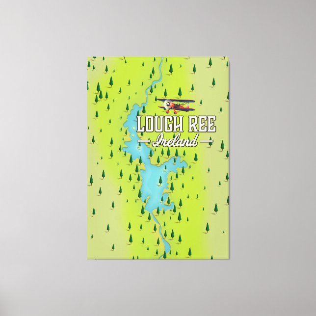 Lough Ree Ireland Vintage Map. Canvas Print (Front)
