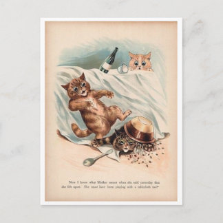 Loui Wain, Cats Playing, Holiday Postcard
