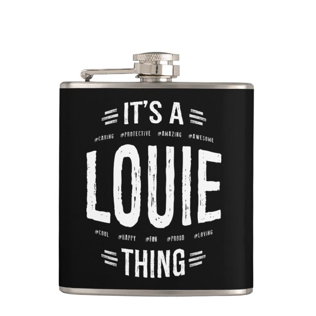 Louie Thing Name Funny Hip Flask (Front)