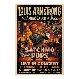 Louis Armstrong – Satchmo Pops  Poster