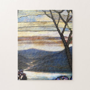 Louis Comfort Tiffany - Stained Glass 4 Magnolias Jigsaw Puzzle