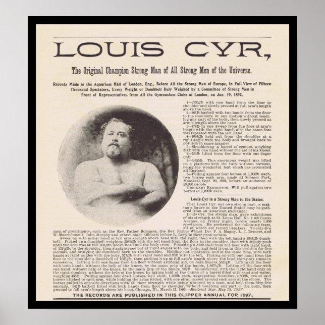 Louis CYR Strongest Man in the Universe circa 1897 Poster (Front)