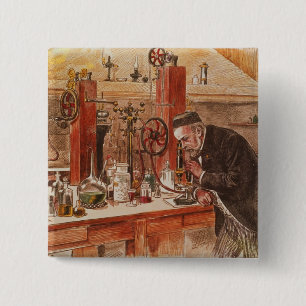 Louis Pasteur experimenting 15 Cm Square Badge