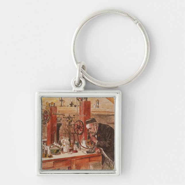 Louis Pasteur experimenting Key Ring (Front)