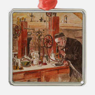 Louis Pasteur experimenting Metal Tree Decoration