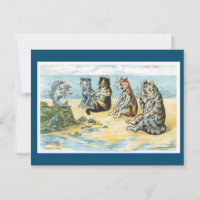 Louis Wain,A Fishy Story, Cat Art Postcard