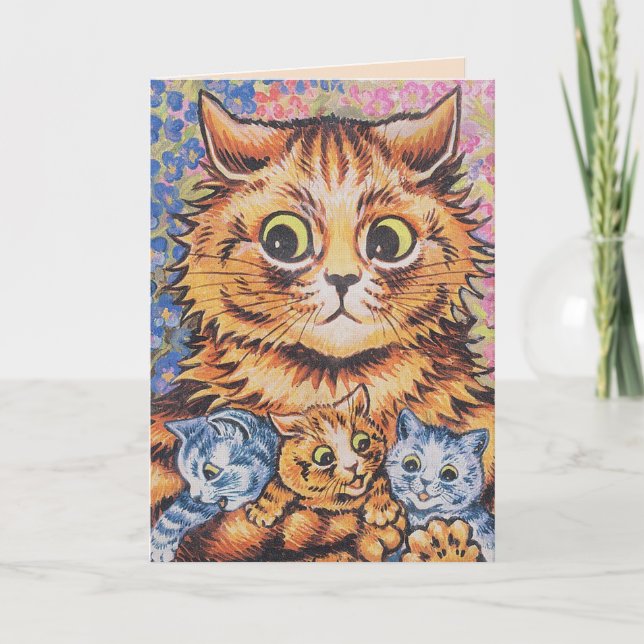 LOUIS WAIN BIRTHDAY CAT CATS GREETING CARD (Front)