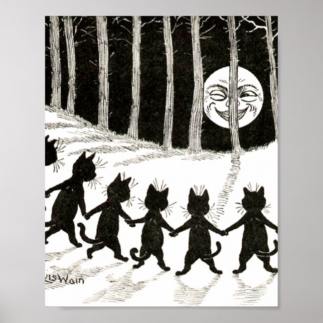 Louis Wain Cat Full Moon Poster (Front)