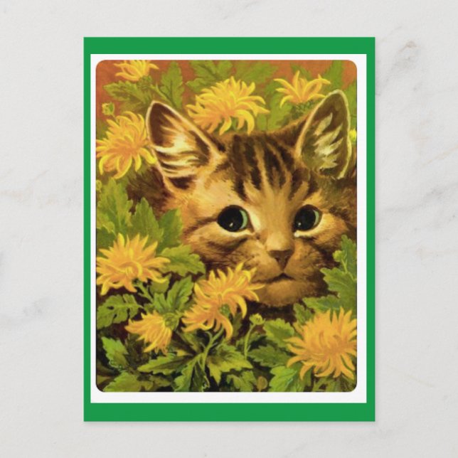 Louis Wain,Cat in Flowers, Art  Postcard (Front)