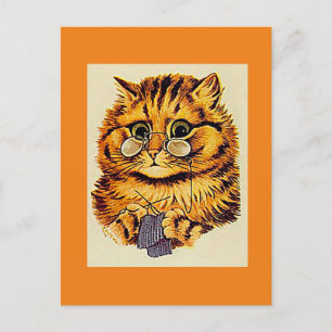 Louis Wain, Cat Knitting, Art Postcard