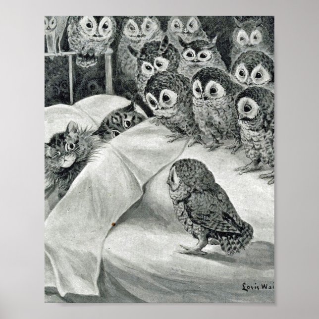 Louis Wain Cat Nightmare Owl Bird Poster (Front)