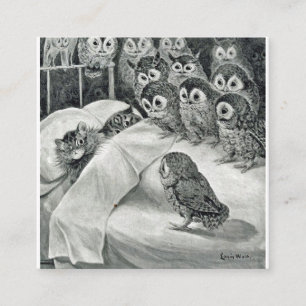 Louis Wain Cat Nightmare Owl Bird Square Business Card