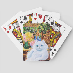 Louis Wain Cat Playing Cards, White Cat In Garden Cards