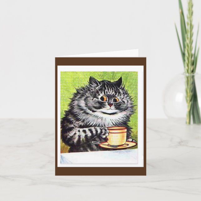 Louis Wain,Cat with a Coffee Cup, Art Card (Front)