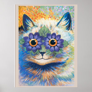 Louis Wain, Cat with Flower-Decorated Eyes, Poster