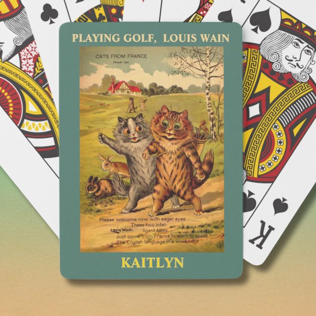 Louis Wain Cats Playing Golf Personalised Cards (Creator Uploaded)
