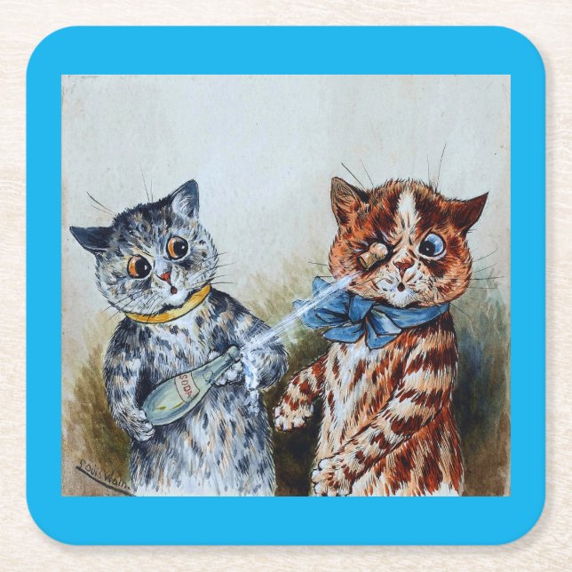 Louis Wain cats  Square Paper Coaster (Front)
