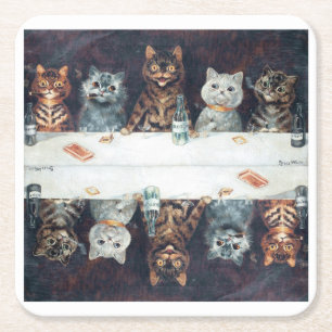 Louis Wain cats Square Paper Coaster