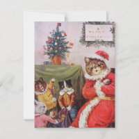 Louis Wain Christmas Cats Vintage Victorian Family