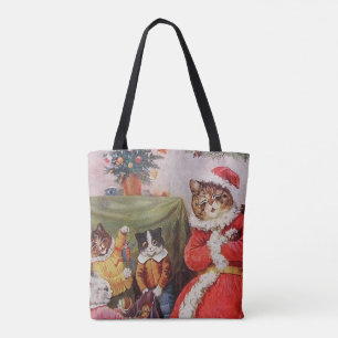 Louis Wain Christmas Cats Vintage Victorian Family Tote Bag