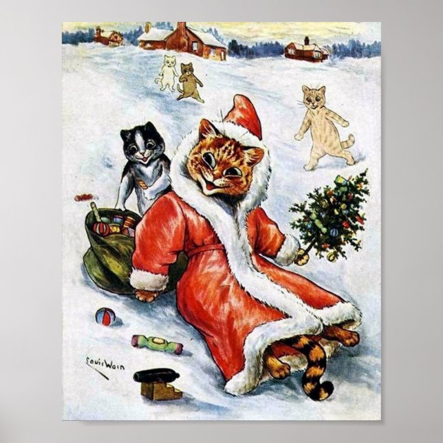 Louis Wain Christmas Santa Cat Poster (Front)