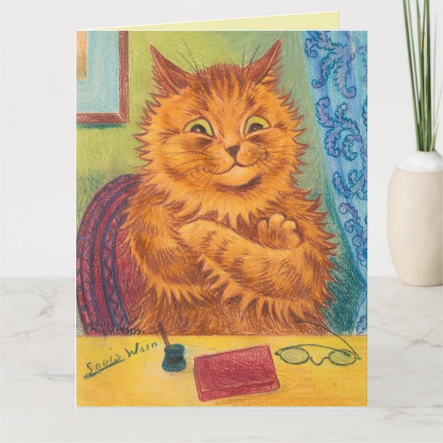 LOUIS WAIN GINGER ORANGE CAT ROMANTIC BIRTHDAY  CARD (Front)