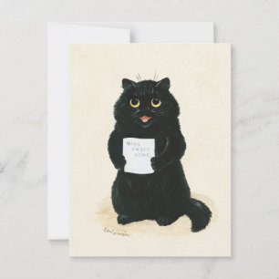 Louis Wain Home Sweet Home Black Kitten Funny Cat Postcard