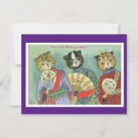 Louis Wain, Japanese Kimono Cat Art Postcard