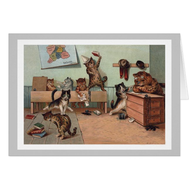 Louis Wain Kittens in the Classroom - Vintage Cats (Front Horizontal)