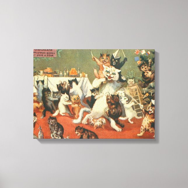 Louis Wain Merry Christmas Canvas Print (Front)