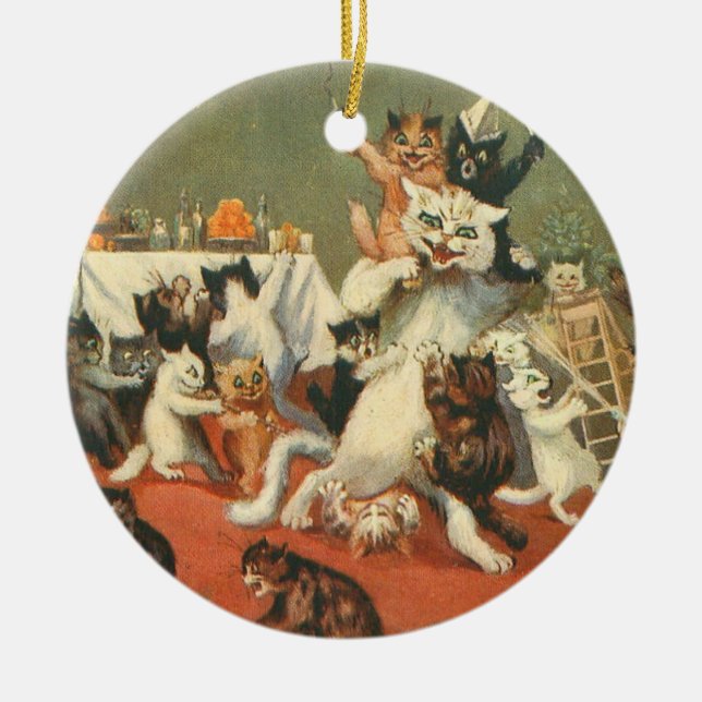 Louis Wain Merry Christmas Ceramic Tree Decoration (Front)