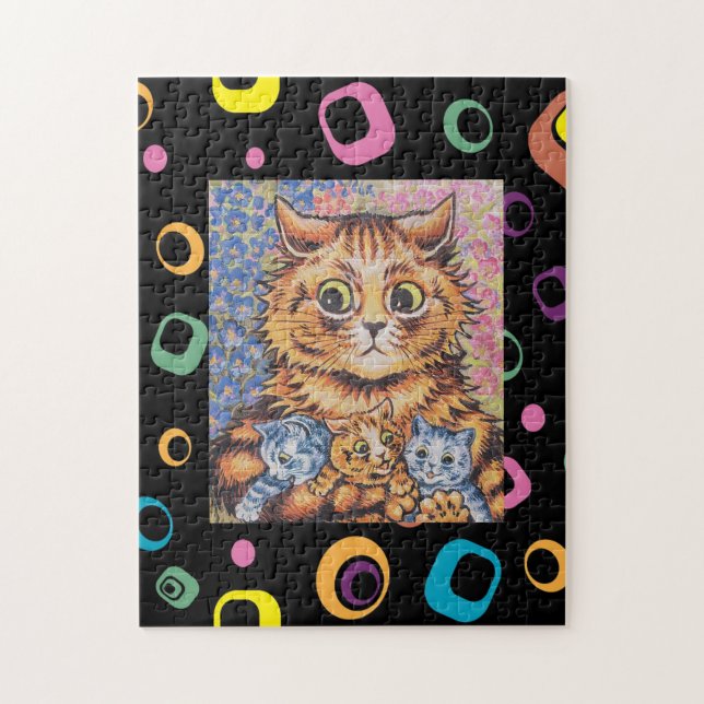 LOUIS WAIN MOM CAT WITH KITTENS PUZZLE (Vertical)