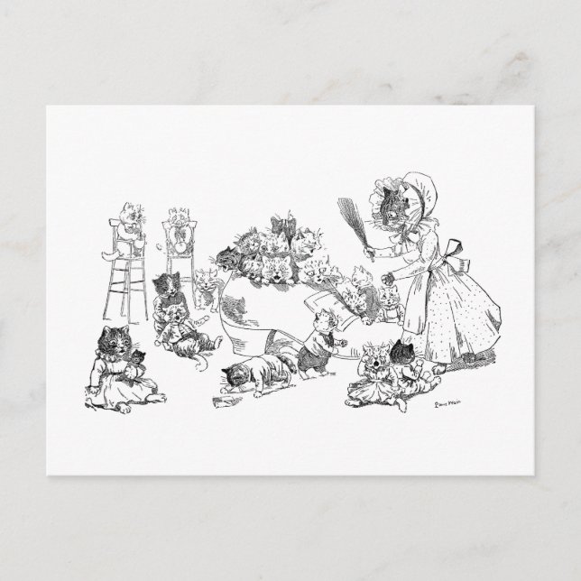 Louis Wain Old Cat in Shoe Nursery Rhyme Postcard (Front)