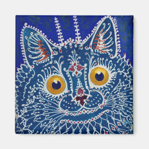 Louis Wain Psychedelic Blue Cat Magnet
