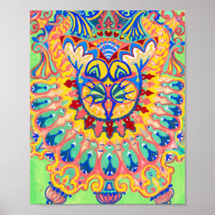 Louis Wain Psychedelic Cat Poster