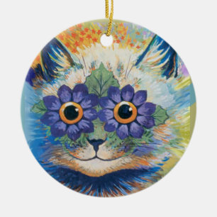 Louis Wain Psychedelic Cats Ceramic Tree Decoration