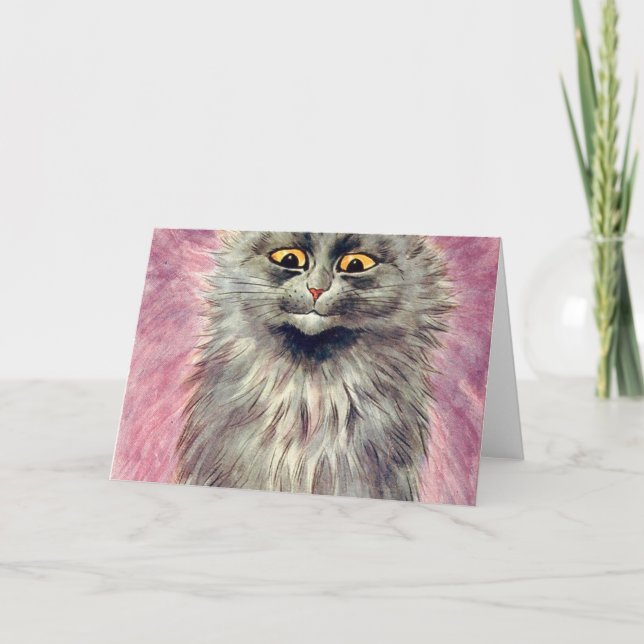 Louis Wain Russian Blue Cat Card (Front)