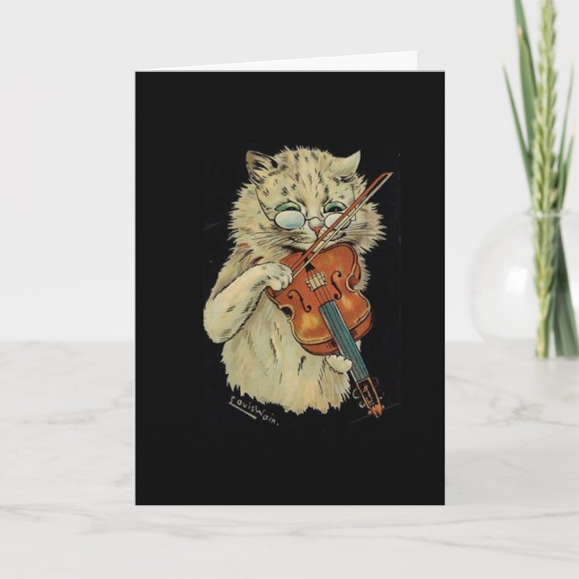 Louis Wain,The Musician, Cat Art,  Card (Front)
