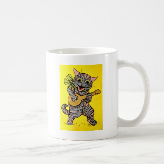 Louis Wain Ukulele Cat Artwork Coffee Mug (Right)