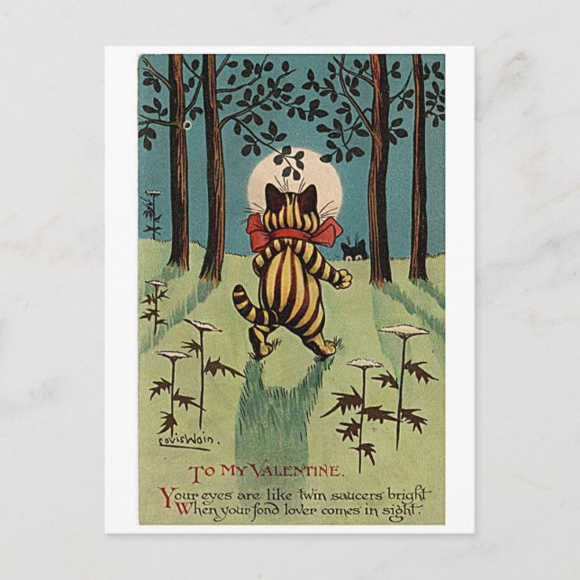 Louis Wain, Valentine Cat,  Postcard (Front)