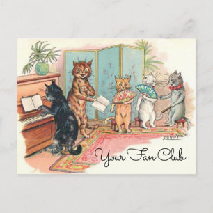 Louis Wain Victorian Cats Parlor Your Fan Club Postcard