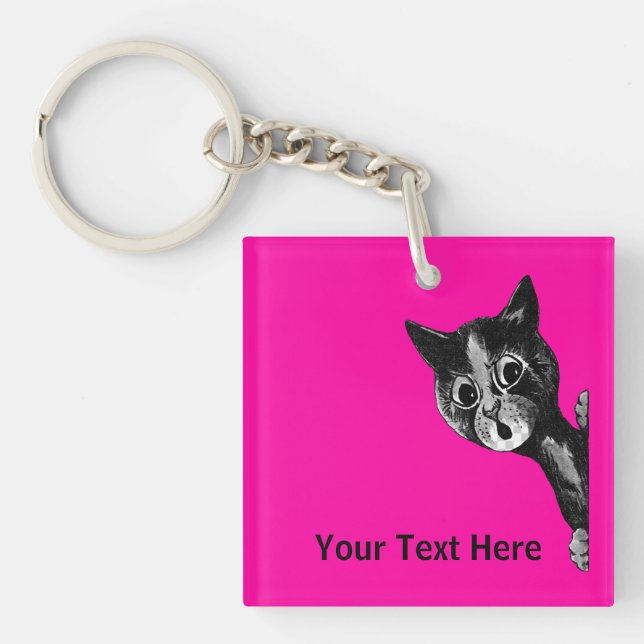 Louis Wain vintage cat image Key Ring (Front)