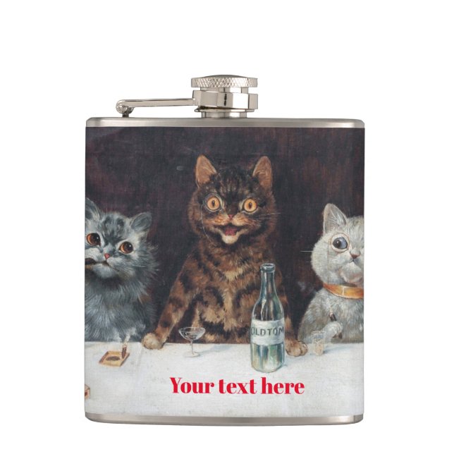 Louis Wain Vinyl Wrapped Flask (Front)